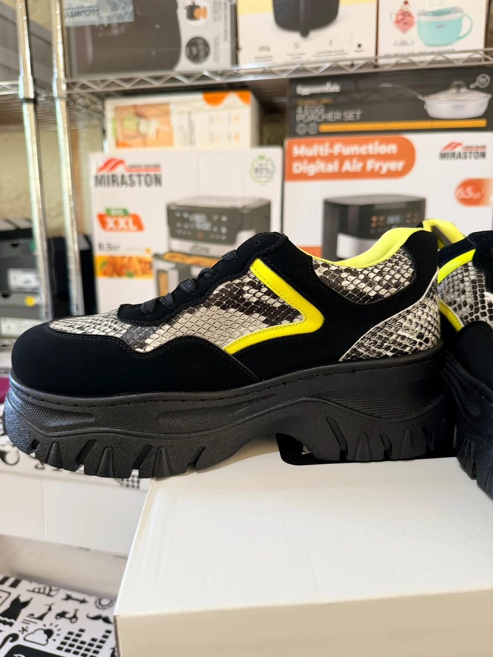 BAMBOO Black Sneakers with Yellow Accent
